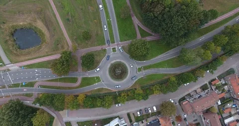 Aerial view of roundabout  Stock Footage 99567342