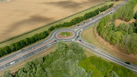 Aerial view of a roundabout. Stock Footage 275037294