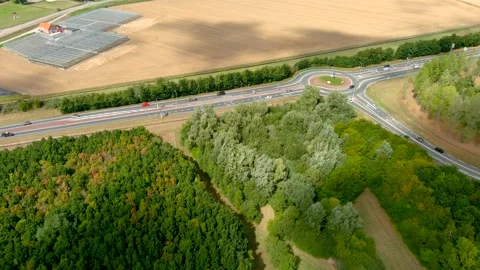 Aerial view of a roundabout. Stock Footage 275262307