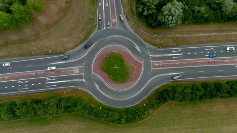 Aerial view of a roundabout. Video stock 275274667