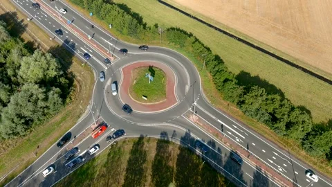 Aerial view of a roundabout. 스톡 동영상 275280598
