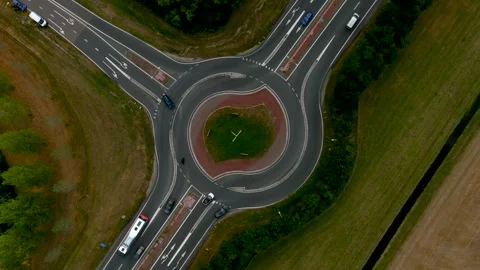 Aerial view of a roundabout. Stock Footage 275284061