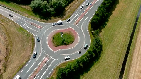 Aerial view of a roundabout. 스톡 동영상 275284974
