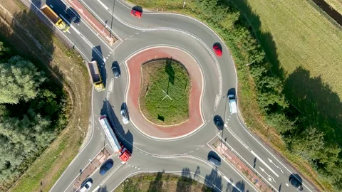 Aerial view of a roundabout. Stock Footage 275286860