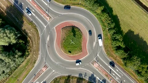 Aerial view of a roundabout. Stock Footage 275288359
