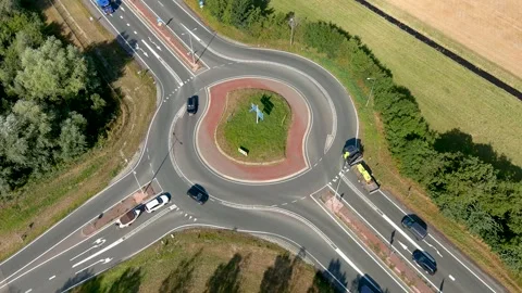 Aerial view of a roundabout. Stock Footage 275289123