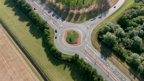 Aerial view of a roundabout. Stock Footage 275289497