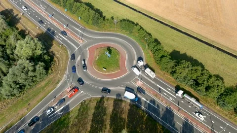Aerial view of a roundabout. Видео 275338797