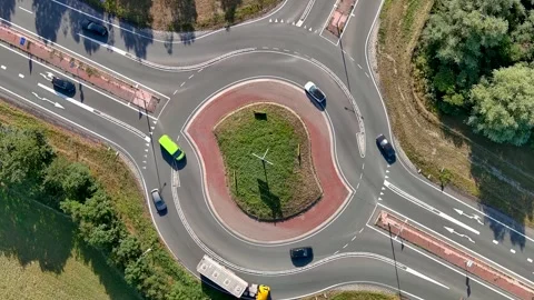 Aerial view of a roundabout. Видео 275342661