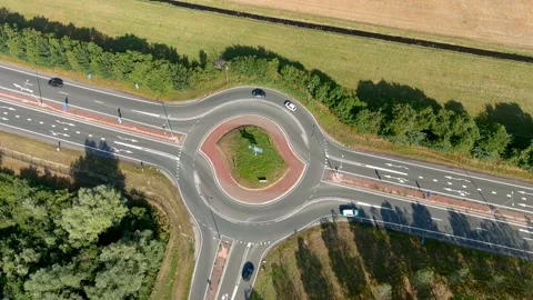 Aerial view of a roundabout. 스톡 동영상 275346535