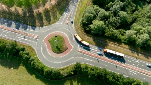 Aerial view of a roundabout. Stock-Footage 275433223