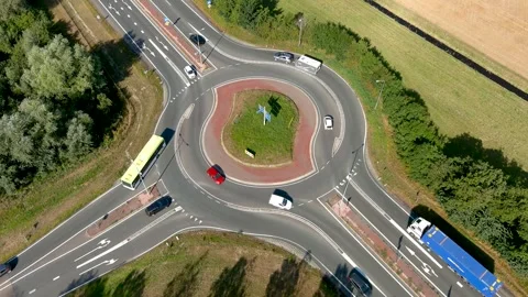 Aerial view of a roundabout. Видео 275439475