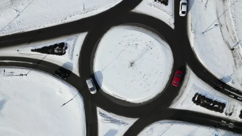 Aerial view of roundabout Stock Footage 304588794