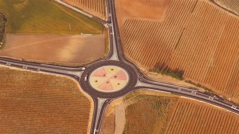 Aerial view of a roundabout in La Rioja, Spain Stock Footage 97979103
