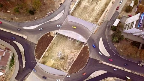 Aerial view of roundabout in progress clockwise Video stock 111974811