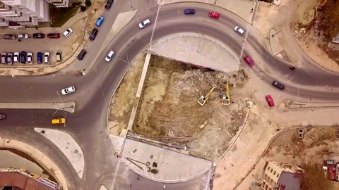 Aerial view of roundabout in progress counter-clockwise Video stock 111974749