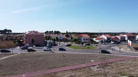 Aerial view of a roundabout with traffic Stock Footage 160425231