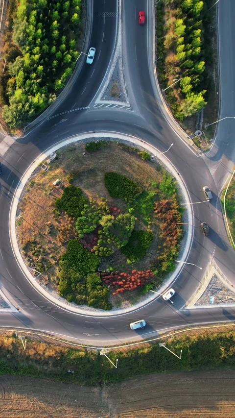 Aerial View Roundabout Traffic at Sunset in Athens Greece Stock Footage 340549479