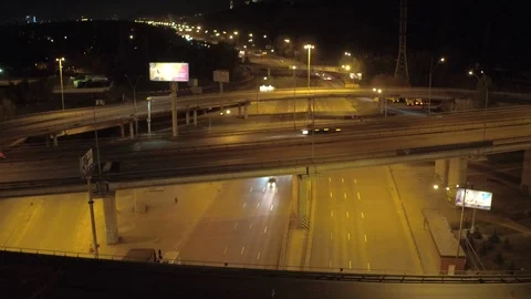 Aerial view the roundabout, transport interchange and road junctions Stock Footage 95400932