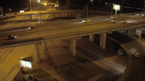 Aerial view the roundabout, transport interchange and road junctions Video stock 95401019