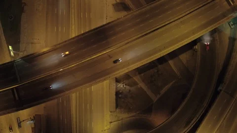 Aerial view the roundabout, transport interchange and road junctions Stock Footage