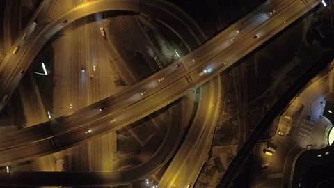 Aerial view the roundabout, transport interchange and road junctions Video stock 95408630