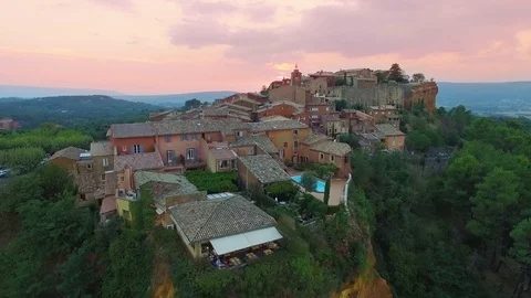 Aerial view of Roussillon Stock Footage 72952502