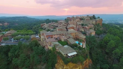 Aerial view of Roussillon Stock Footage 72952514