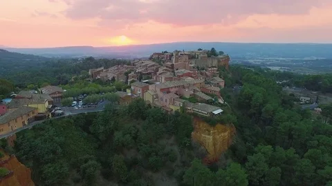 Aerial view of Roussillon Stock Footage 72952644