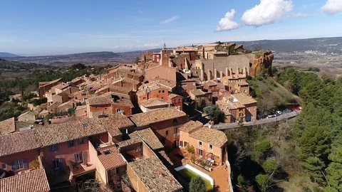 Aerial view of Roussilon Stock Footage 88133521