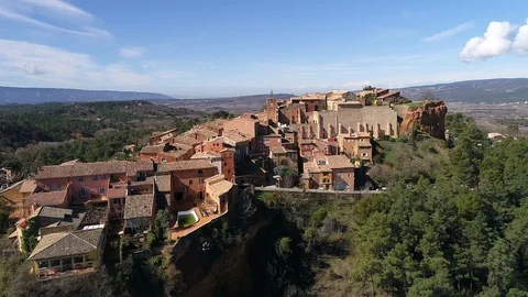 Aerial view of Roussilon Stock Footage 88133525