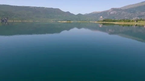 Aerial view of Rowing boat on lake Video stock 80334530