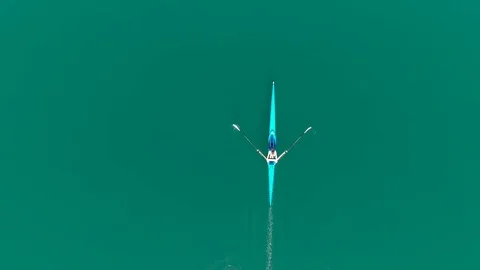 Aerial view of Rowing boat on lake Video stock 80335967