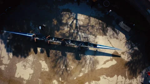 Aerial view of a rowing crew carrying a boat Vídeos de archivo 331685354