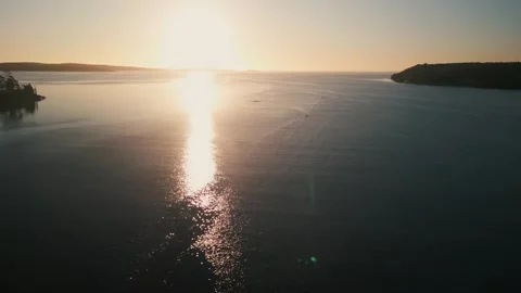 Aerial View of Rowing Practice at Sunrise in Nova Scotia Canada. Stock Footage 282187506