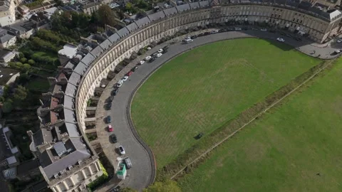 Aerial view of The Royal Crescent, Bath Stock Footage 317034739
