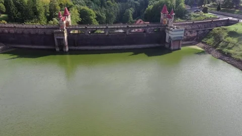 Aerial view of Royal Forest Dam in Bila Tremesna, Czechia. Stock Footage 341432026