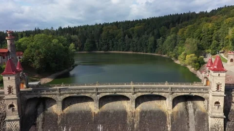 Aerial view of Royal Forest Dam in Bila Tremesna, Czechia. Stock Footage 341432054