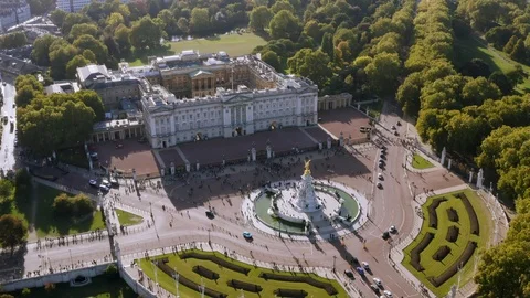 Aerial View of Royal Residence Buckingham Palace In London Stock Footage