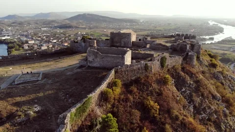 Aerial View of Rozafa Castle In Shkoder, Albania Stock Footage 131587422
