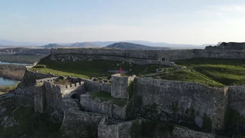 Aerial view of Rozafa Castle in Shkoder, Albania. 스톡 동영상 151649507