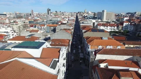 Aerial view of Rua Santa Catarina, Porto, Portugal Video stock 59021201