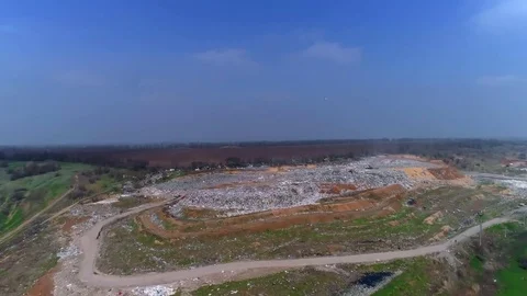 Aerial view of rubbish dump Stock Footage 74243217