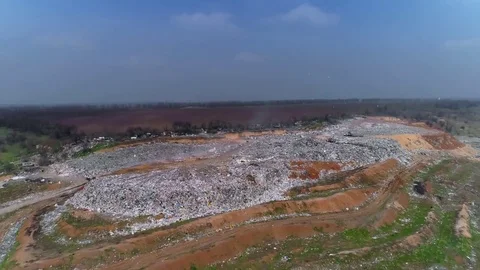 Aerial view of rubbish dump Stock Footage 74244195