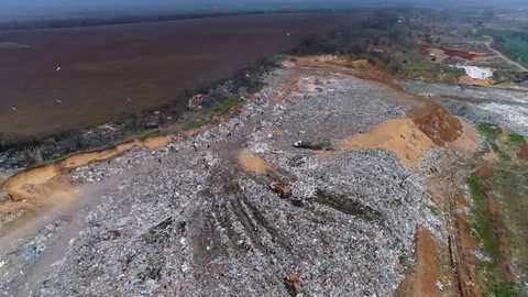 Aerial view of rubbish dump Stock Footage 74245575