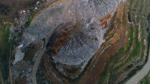 Aerial view of rubbish dump Stock Footage 74246078