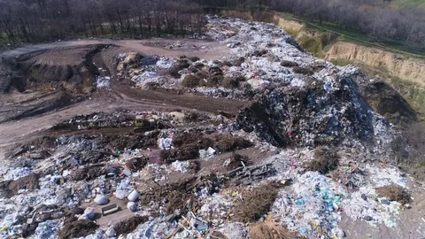 Aerial view of rubbish dump Stock Footage 74248050