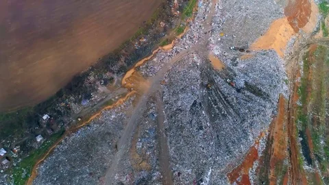 Aerial view of rubbish dump Stock Footage 74249137