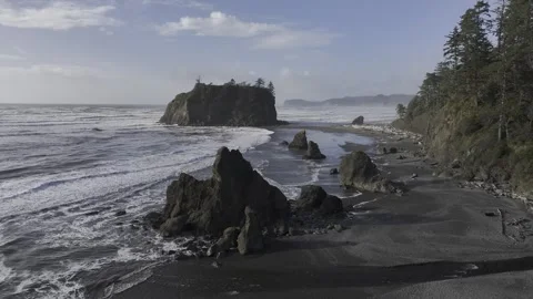 Aerial view of Rubby Beach in Olympic national park,USA Vídeos de archivo 334591944