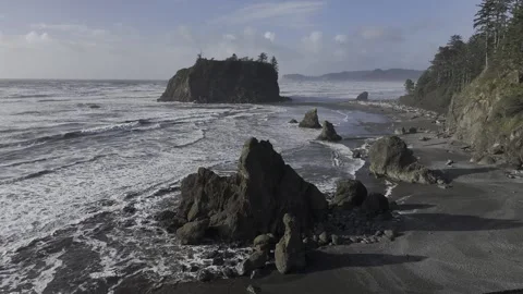Aerial view of Rubby Beach in Olympic national park,USA 스톡 동영상 334591945